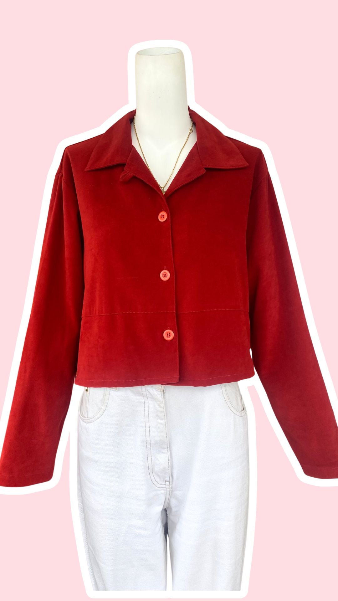 Cropped Jacket • T. 36 à 42 • Surchemise veste courte rouge foncé