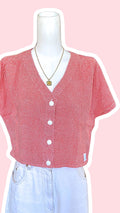 Cropped • T. 34 à 38 • Chemise rouge pastel à pois blanc