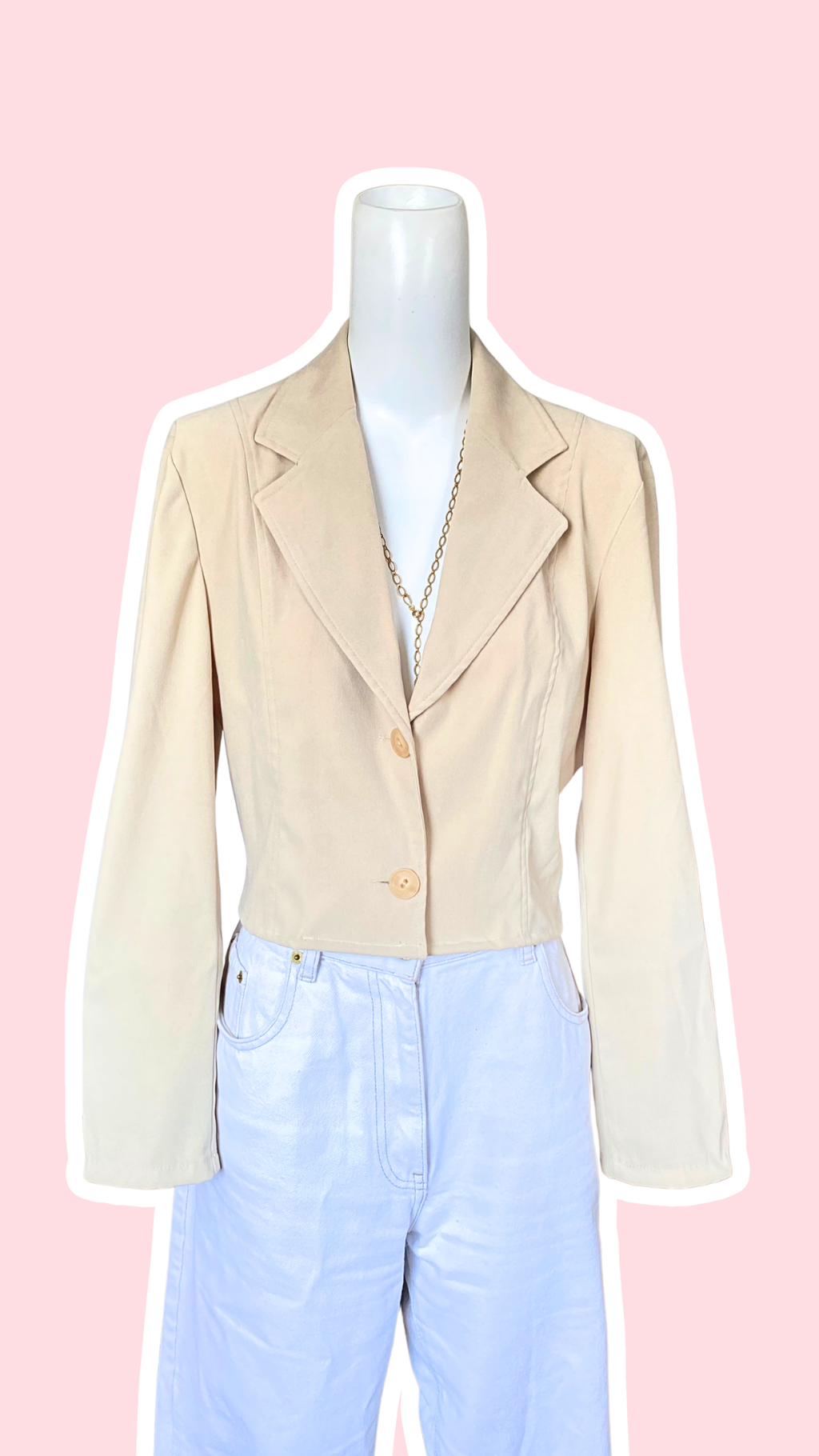 Cropped Jacket• T. 32 à 38 • Surchemise courte épaisse effet blazer beige
