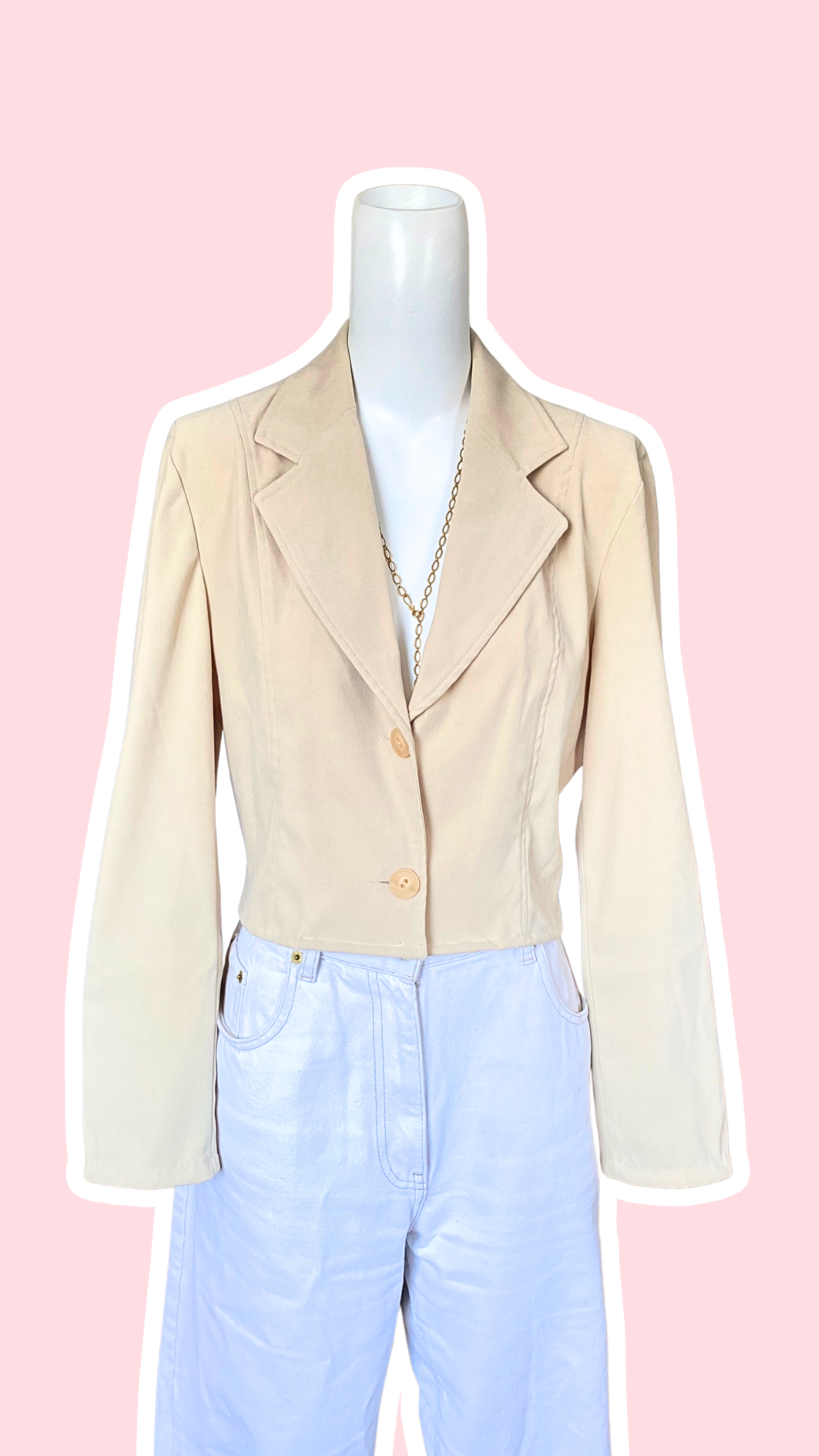 Cropped Jacket• T. 32 à 38 • Surchemise courte épaisse effet blazer beige