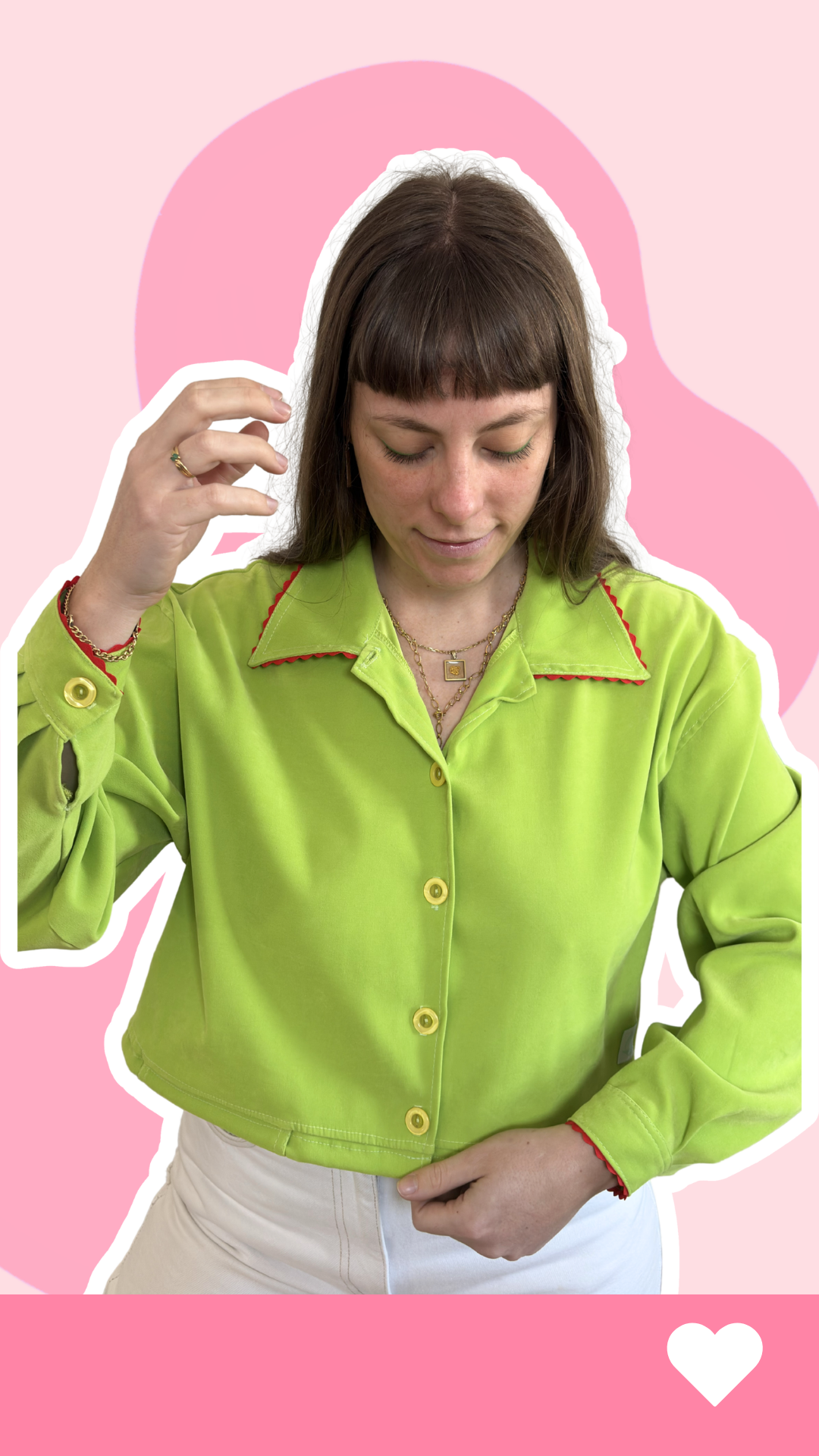 .Cropped Jacket • T. 36 à 42 • Surchemise veste courte verte pomme