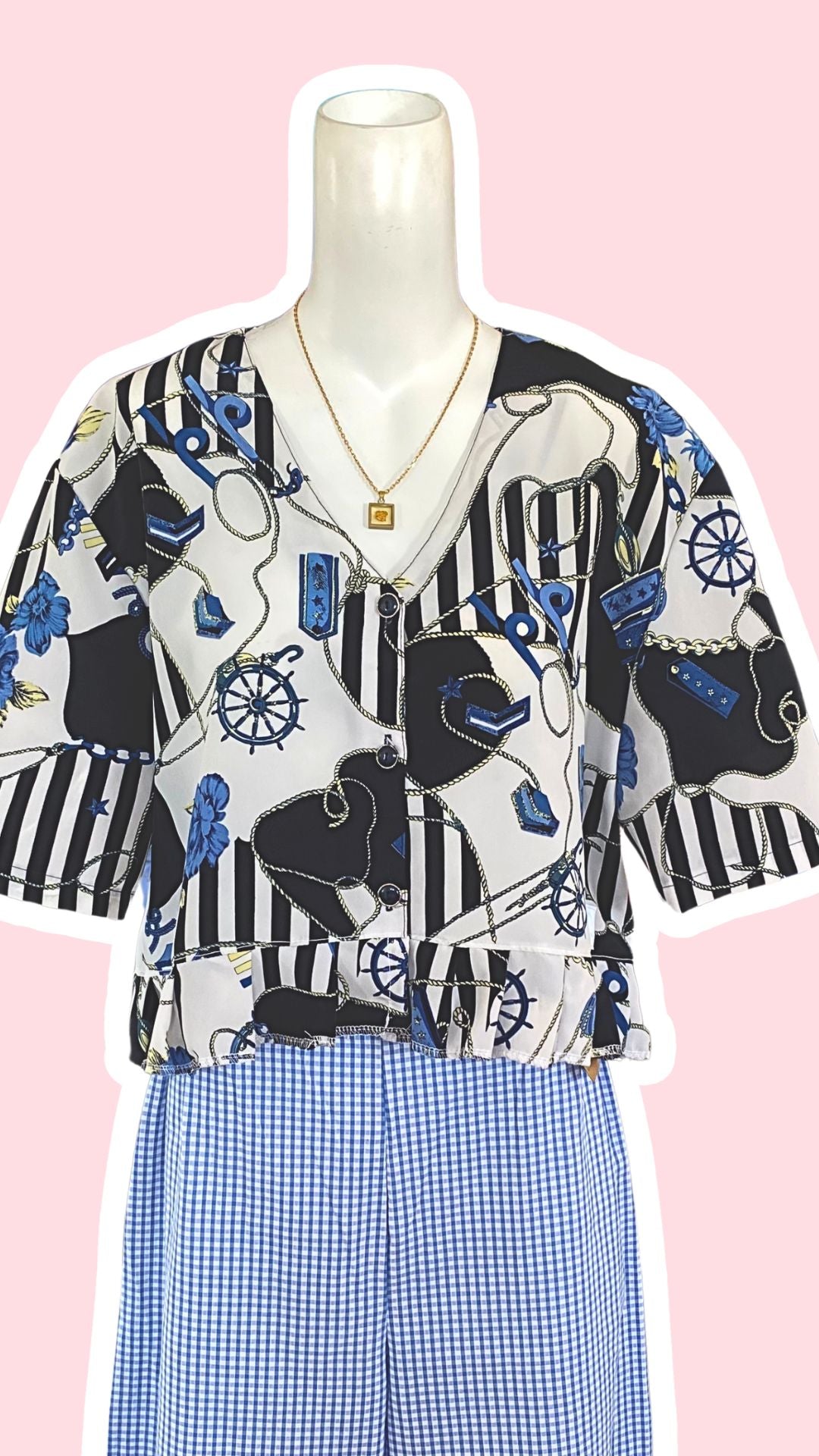 Froufrou • T. 36 à 44 • Chemise crop top motifs marins