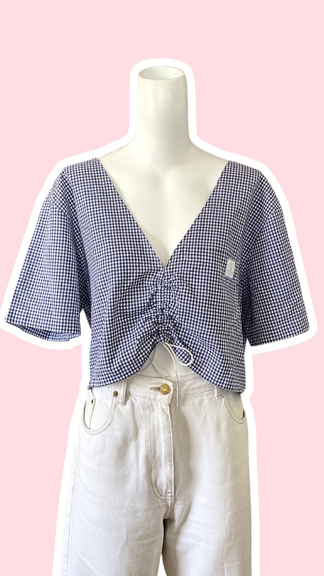 Monarque • T. 36 à 40 • Chemise/top papillon vichy bleu