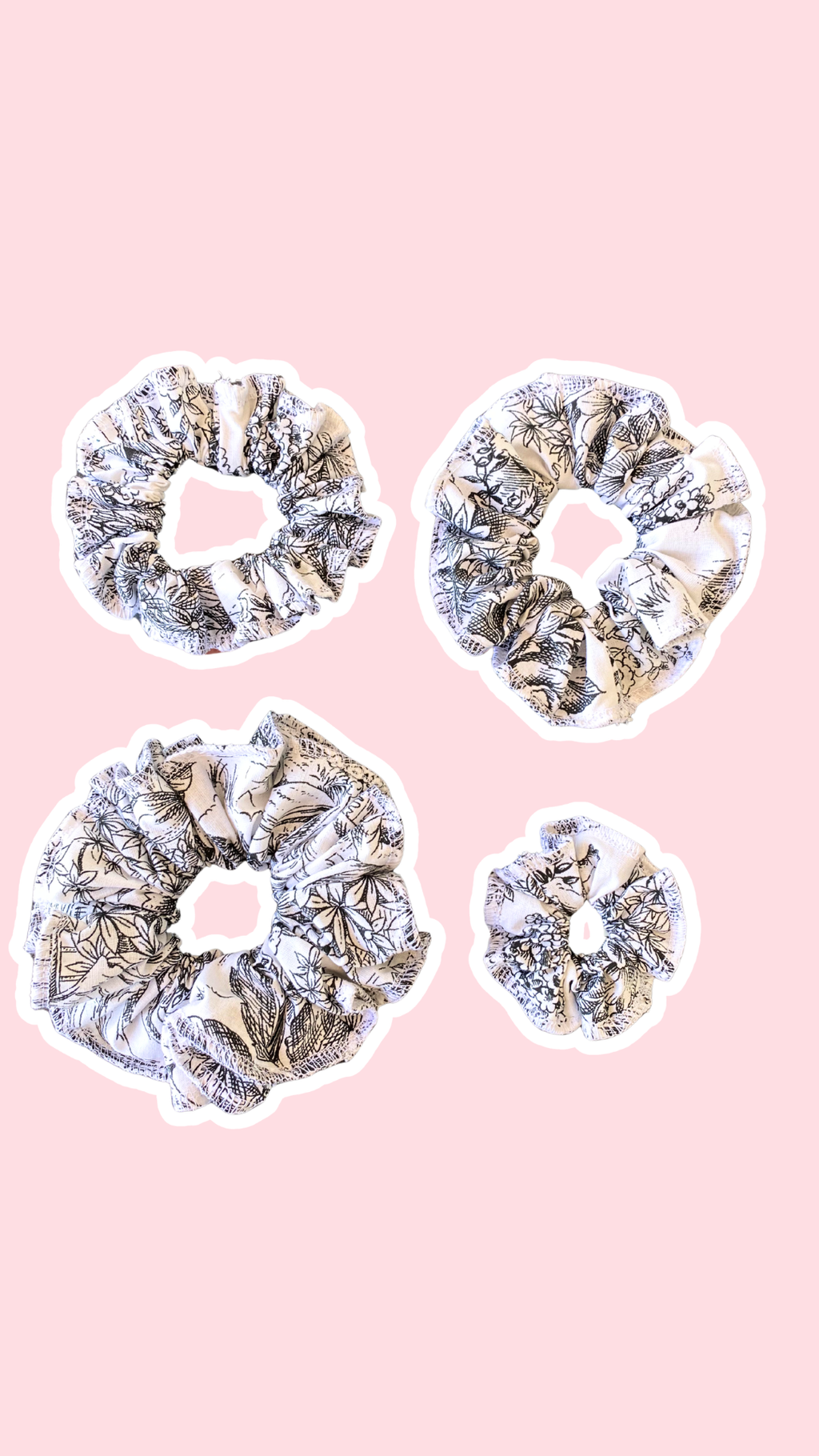 Scrunchy • T. XS à XL • Chouchou toile de jouy noir