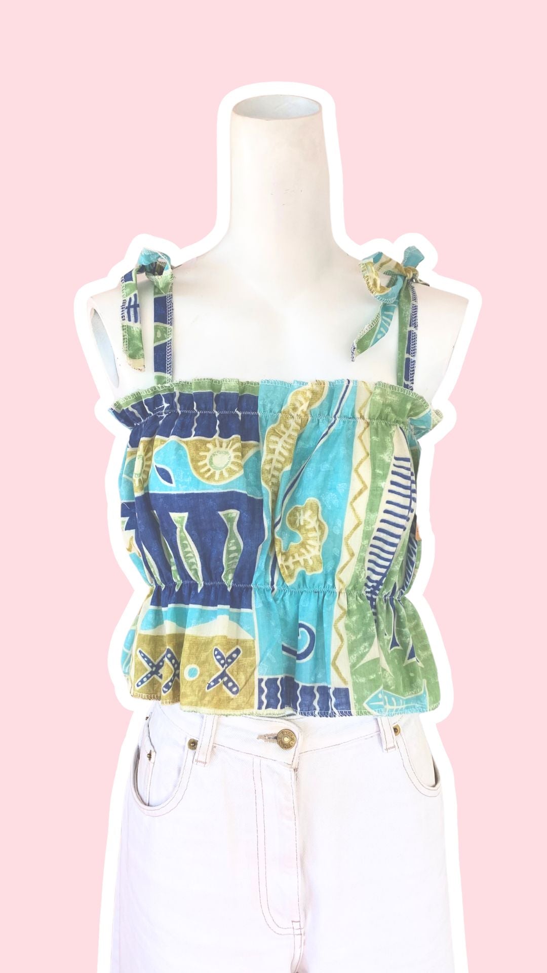 P'tis Ôh • Taille M  • Haut bandeau tons bleu motifs poissons