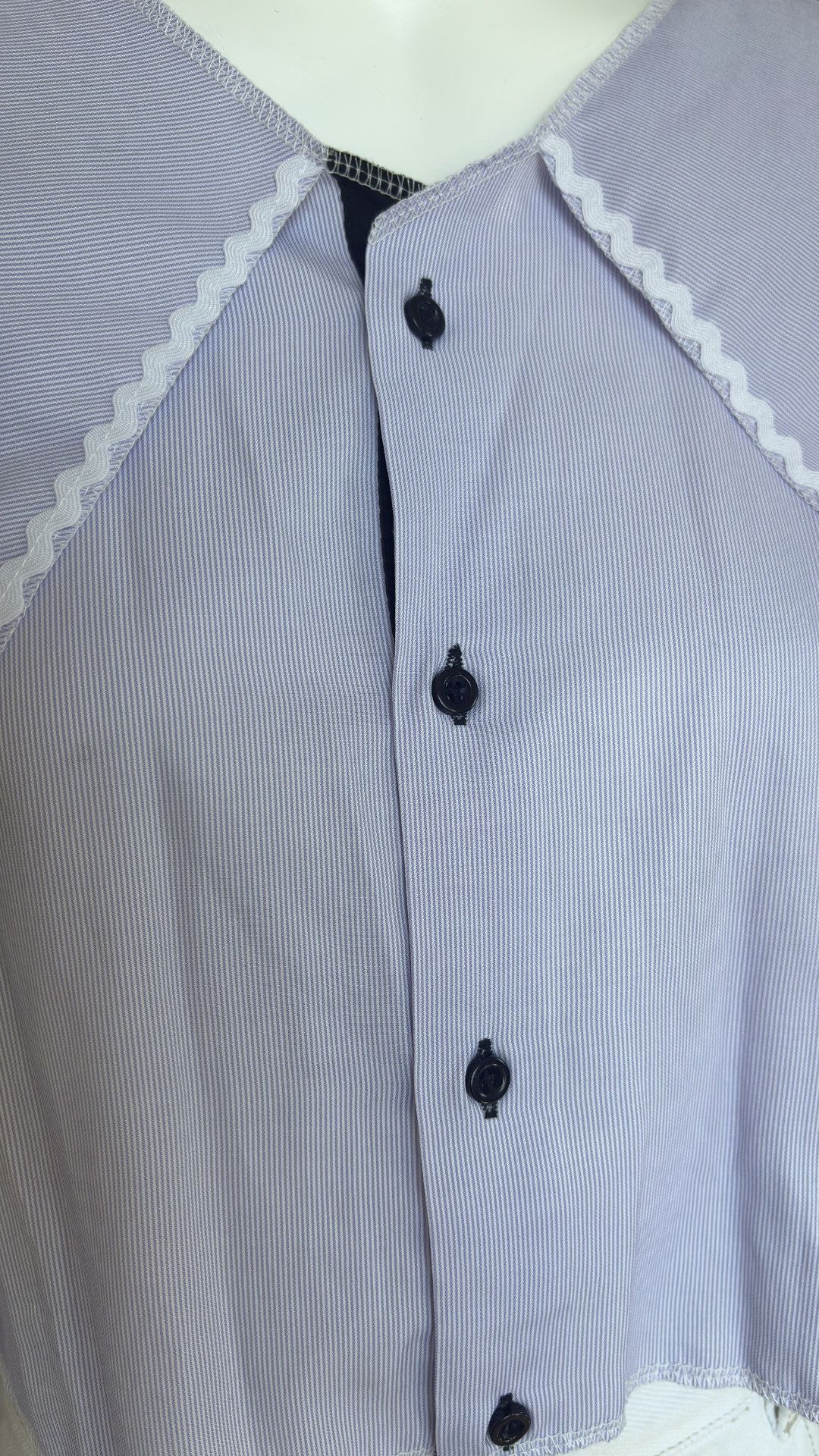 .Sweaties • T.36 à 44 • Chemise upcyclée grand col rayures violette