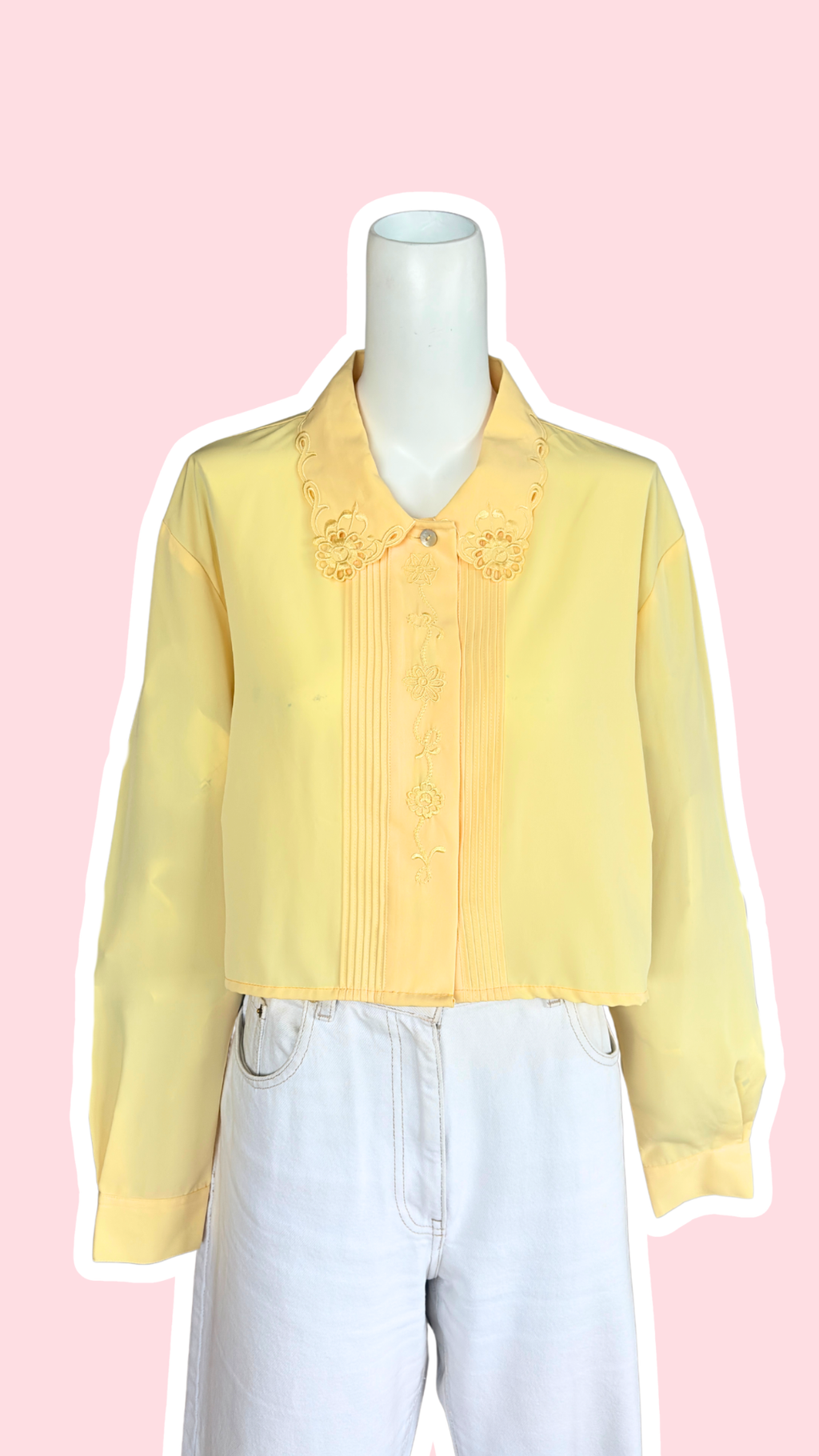 Cropped • T. 36 à 42 • Chemise crop top jaune avec broderies