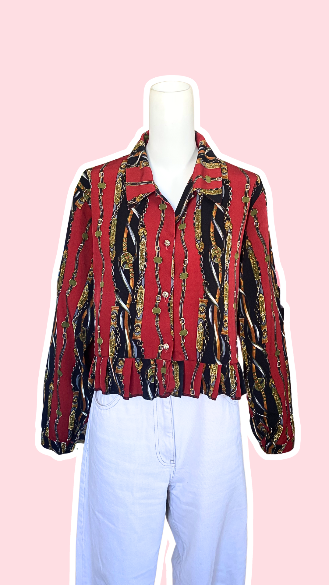 Froufrou • T. 36 à 40 • Chemise crop top rouge motif foulard équestre