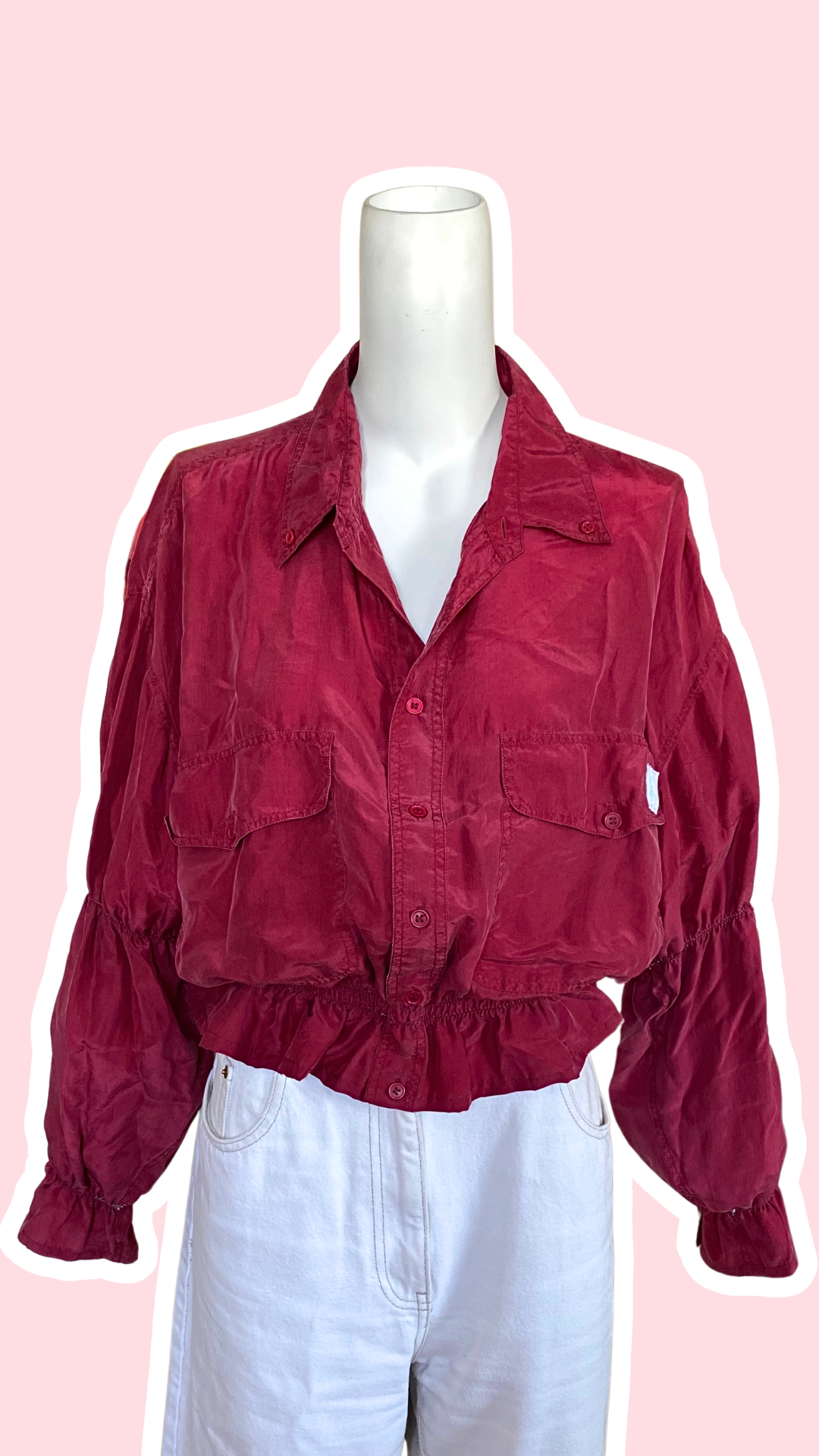 Intemporelle • T. 38 à 42 • Chemise courte manches longues bordeaux en soie