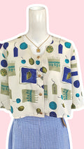Cropped • T. 40 à 46 • Chemise creme à motifs