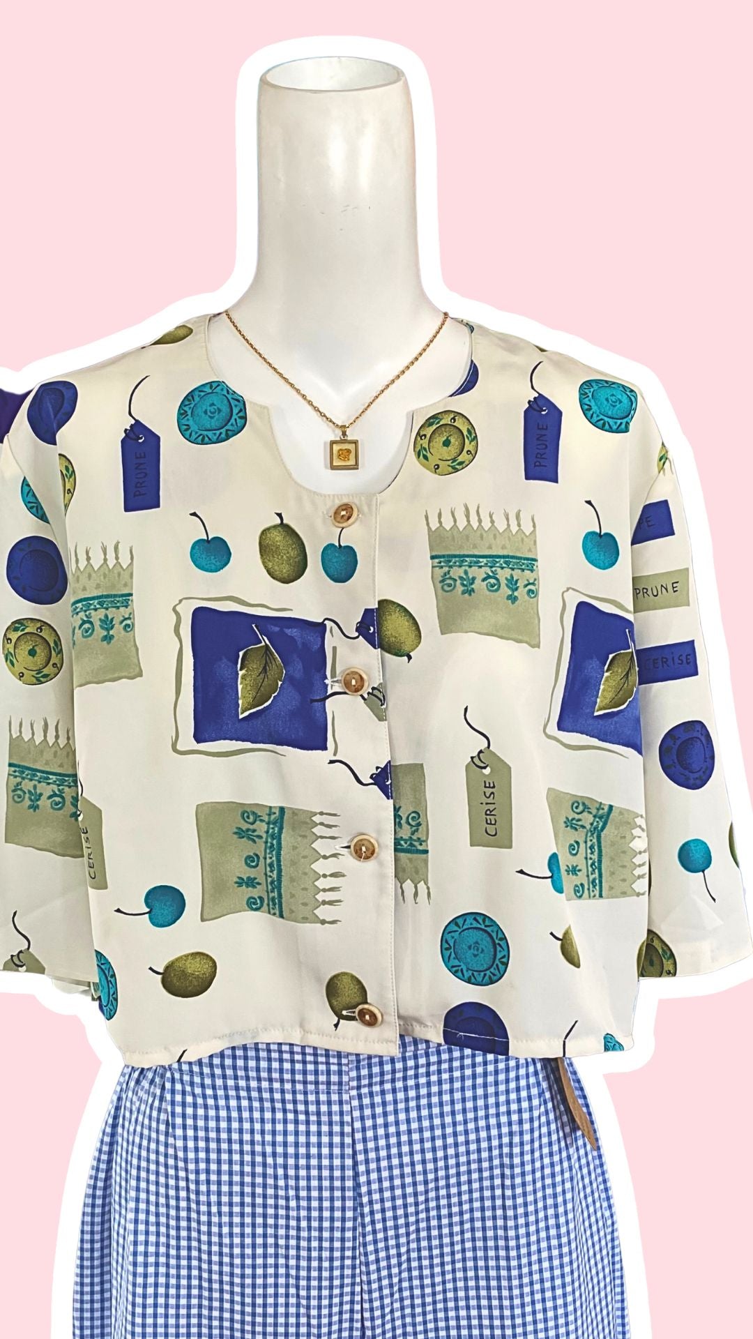 Cropped • T. 40 à 46 • Chemise creme à motifs