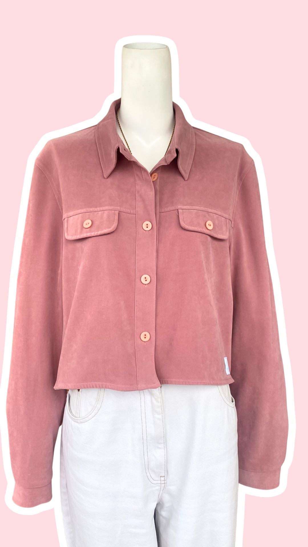 Cropped Jacket • T. 34 à 38 • Surchemise veste courte rose foncé