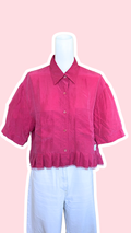 Chemise froufrou • T. 36 à 40 • Chemise courte manches courtes fuchsia en soie