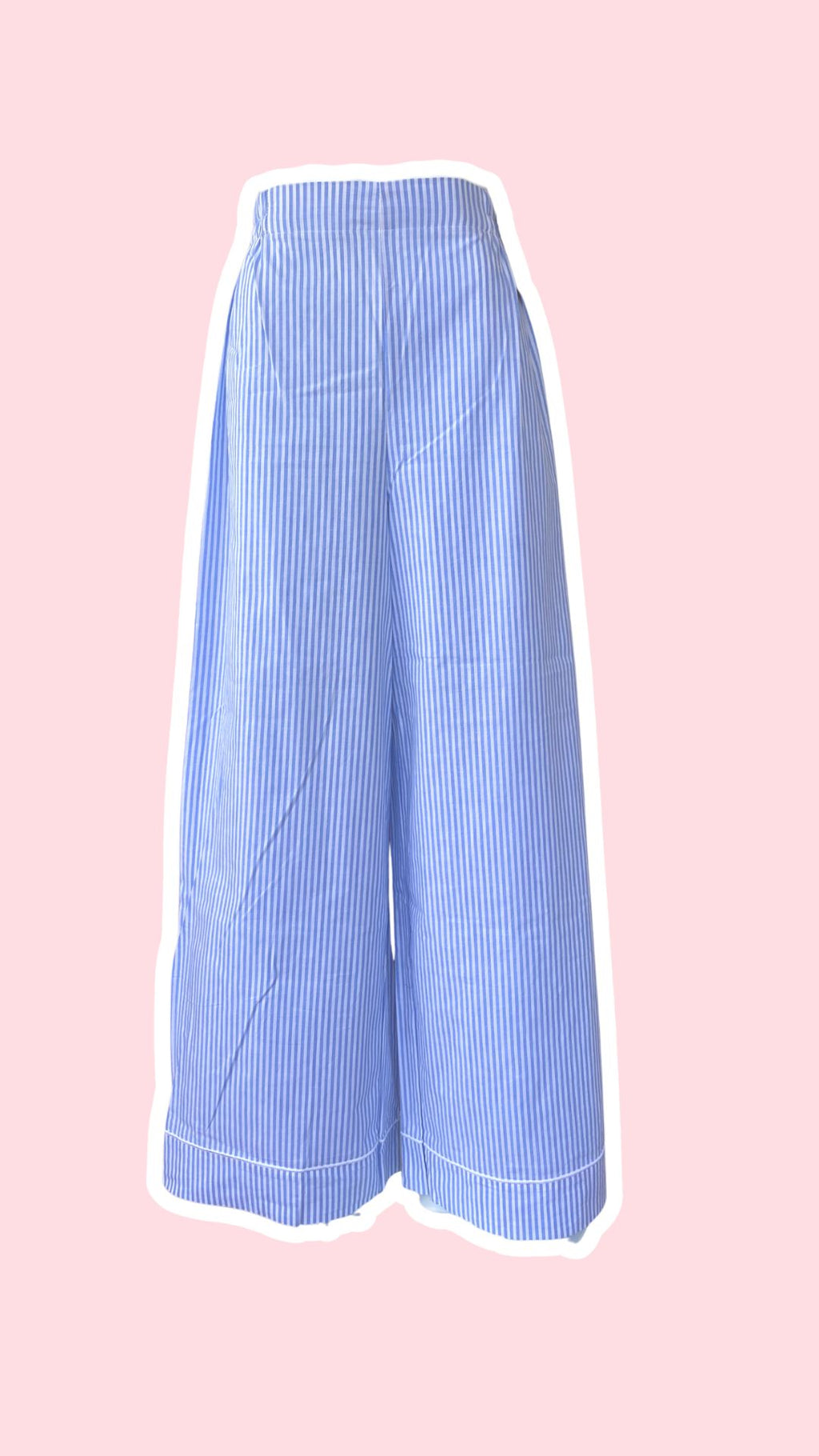 .Pants • Taille XS/S • Pantalon upcyclé à fines rayures bleu ciel et blanches