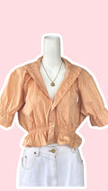 Intemporelle • T. 34 à 38 • Chemise crop top bouffante corail