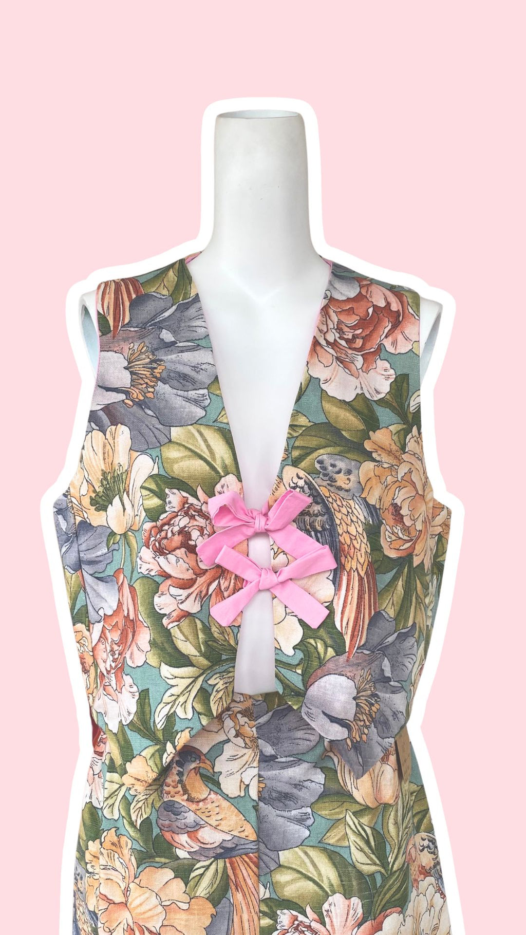 Veston • Taille unique • Veston upcyclé motifs floraux et oiseaux