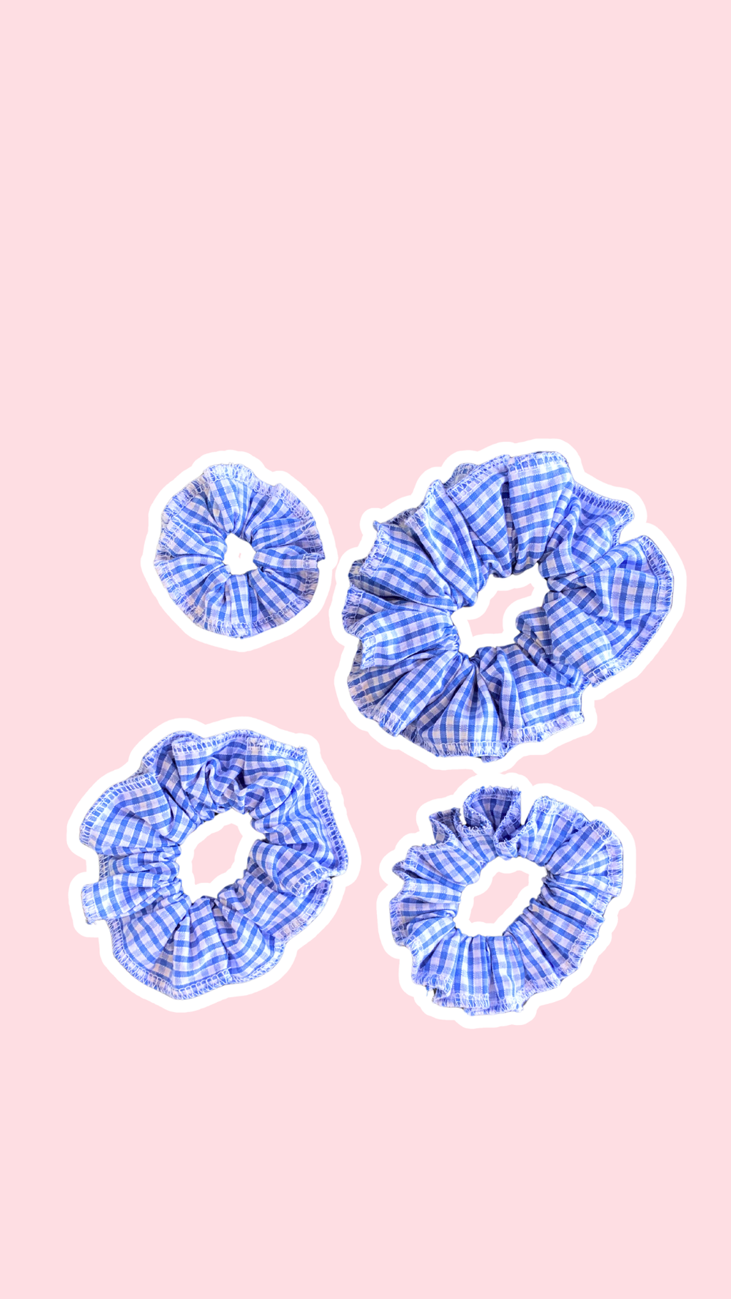 .Scrunchy • T. XS à XL • Chouchou vichy bleu