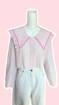 Sweaties • T.36 à 42 • Chemise upcyclée grand col vichy rose pastel