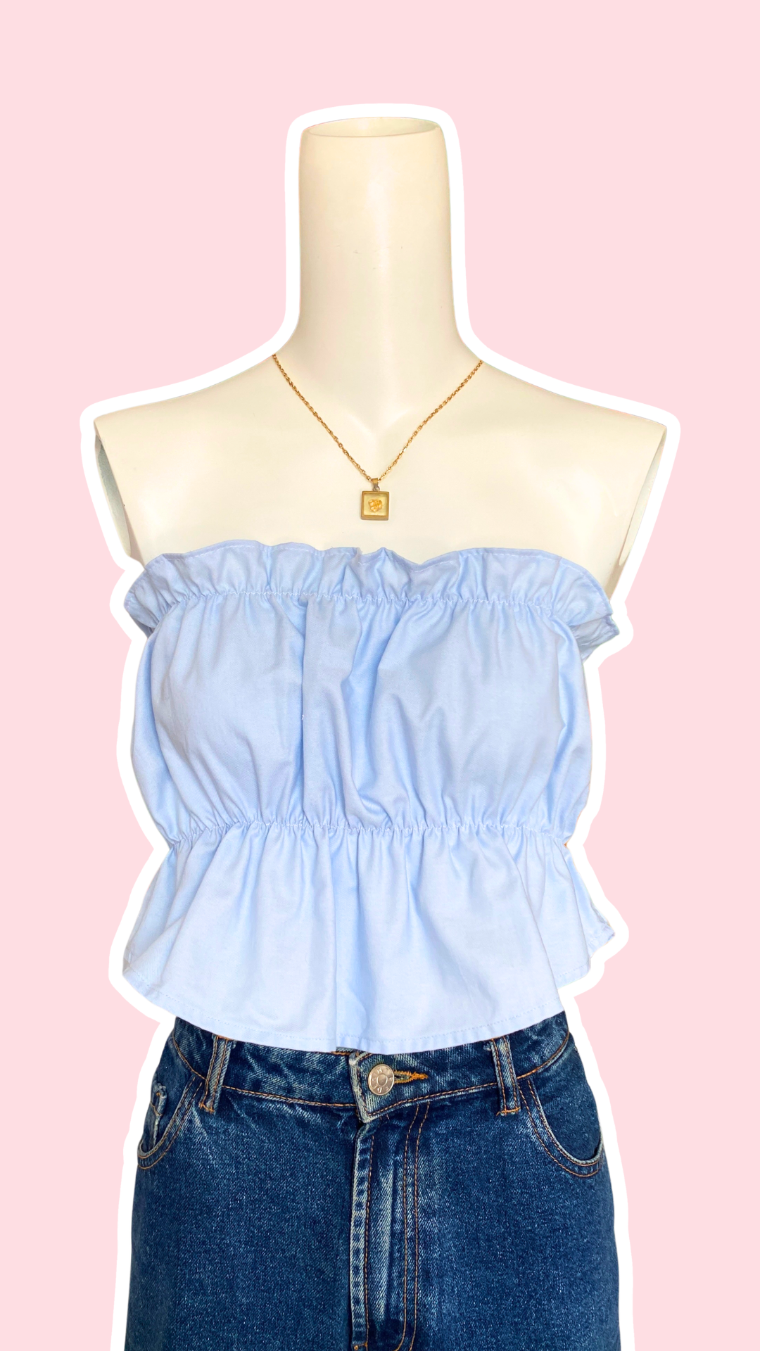P'tis Ôh • T. XS/S  • Haut bandeau à froufrou bleu ciel