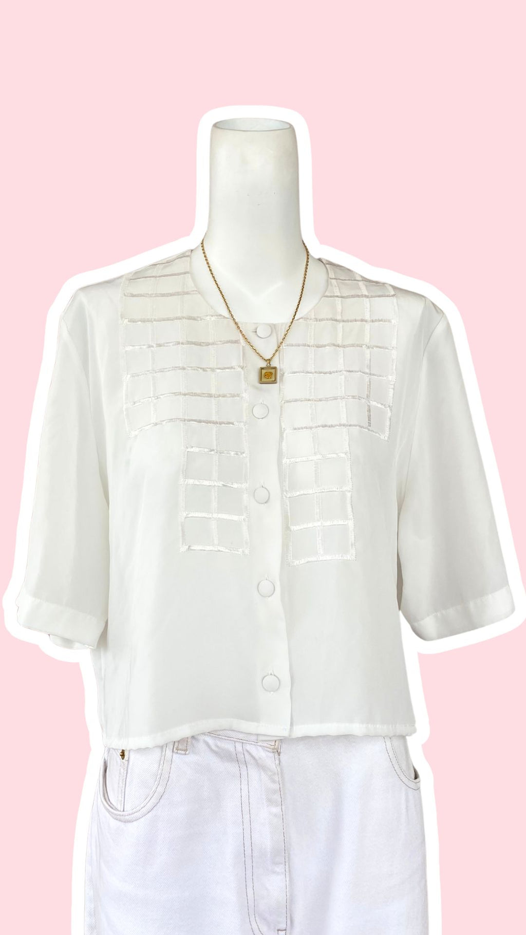 Cropped • T. 36 à 38 • Chemise crop top banche avec broderies