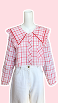 Sweaties • T.36 à 40 • Chemise upcyclée grand col gros carreaux rouges