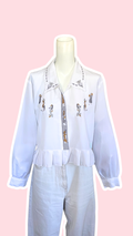 Froufrou • T. 36 à 40 • Chemise crop top blanche brodée