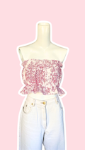P'tis Ôh • T.XS/S au XL • Haut bandeau à froufrou toile de jouy rose