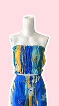P'tis Ôh • T. L  • Haut bandeau bleu et jaune motifs poissons