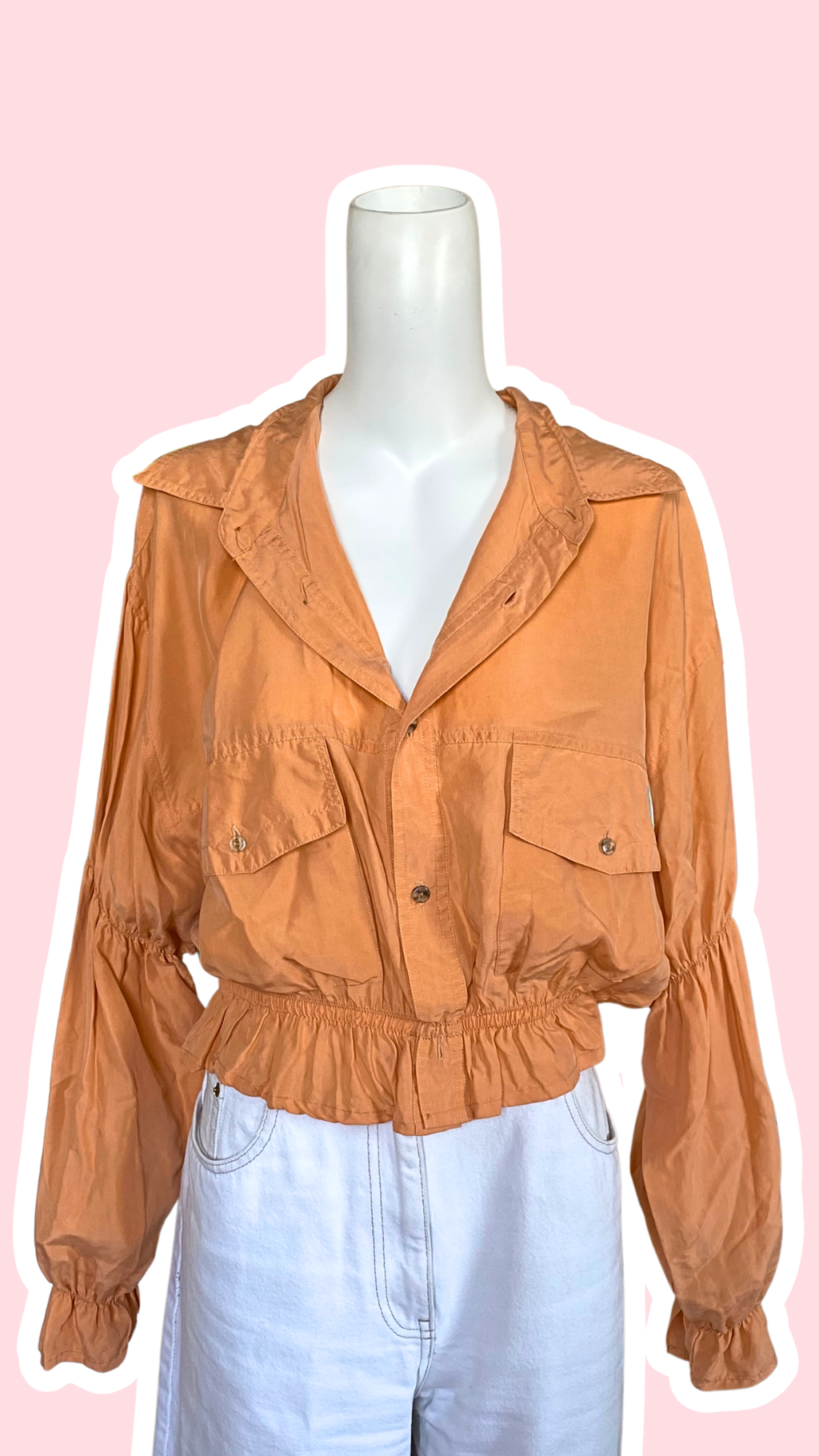 Intemporelle • T. 38 à 44 • Chemise courte manches longues soie orange