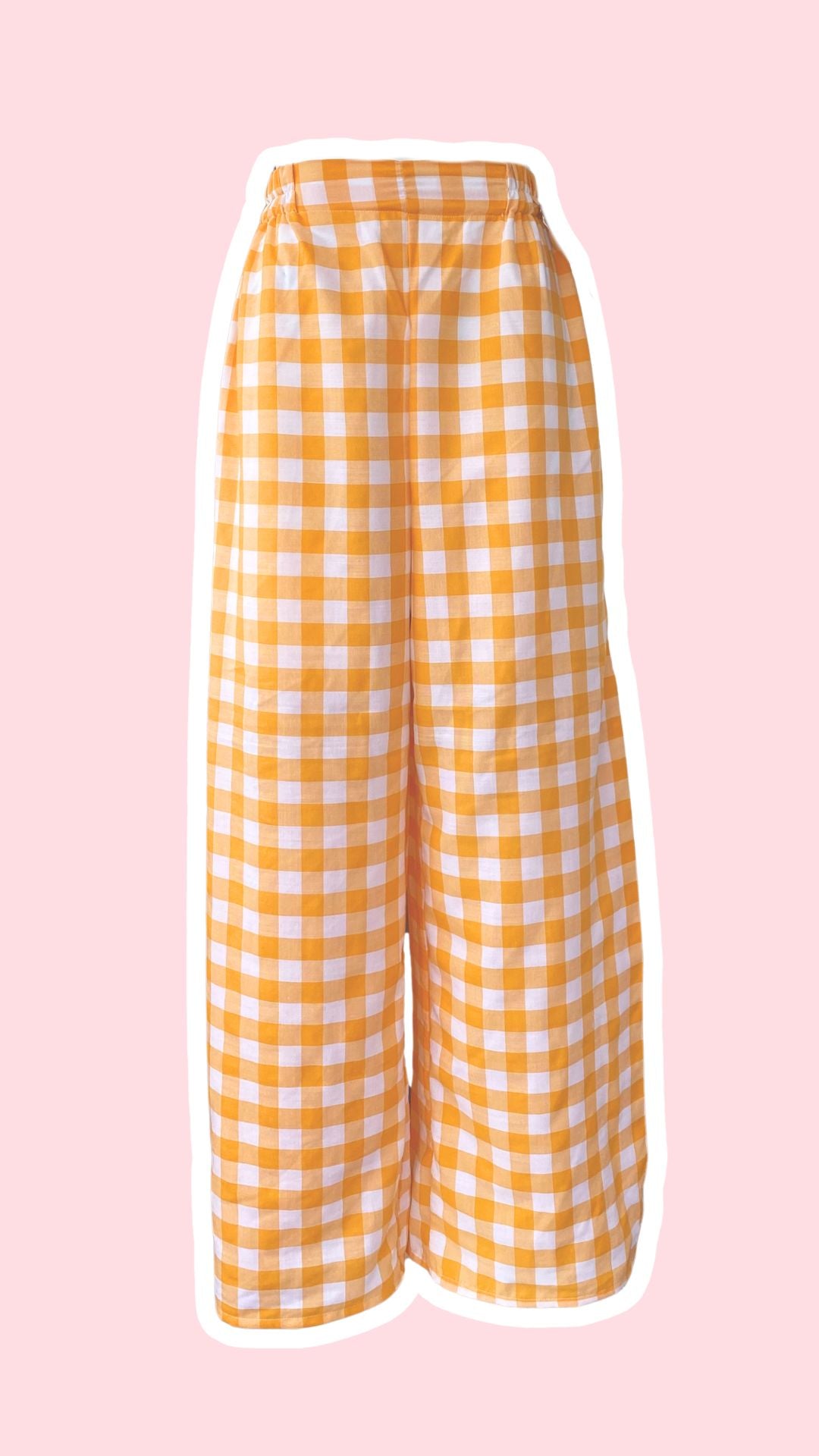 Pants • T. XS/S  • Pantalon upcyclé  gros vichy orange et blanc
