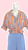 Intemporelle • T. 36 à 40 • Chemise crop orange à rayures