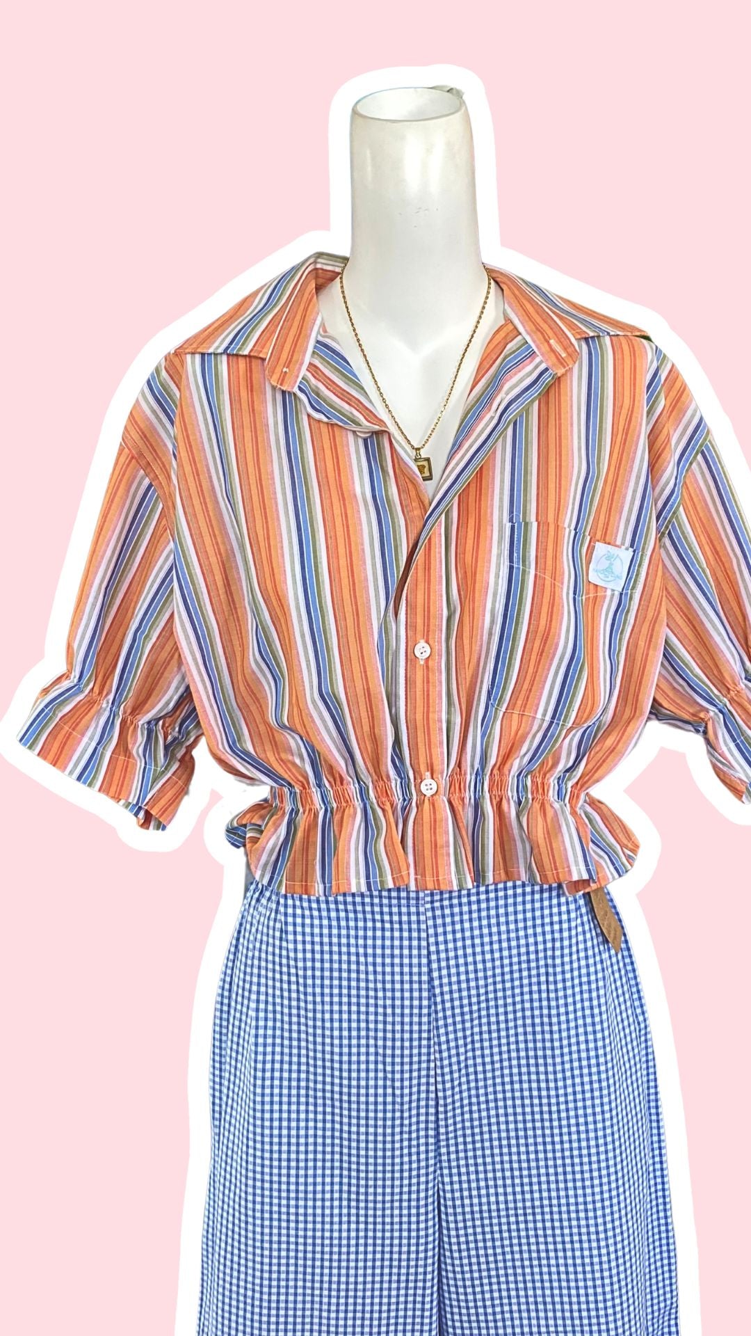 Intemporelle • T. 36 à 40 • Chemise crop orange à rayures