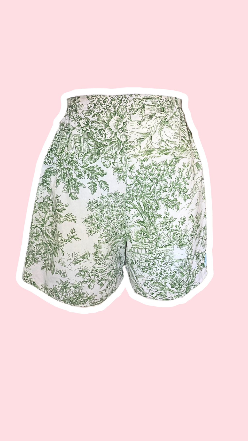.Short • T.XS/S à XL • Short coton toile de jouy vert