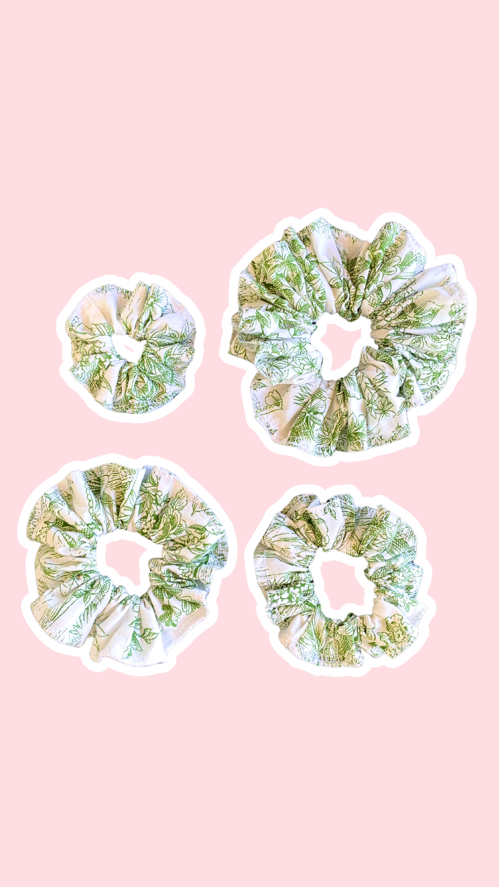 Scrunchy • T. XS à XL • Chouchou jouy vert