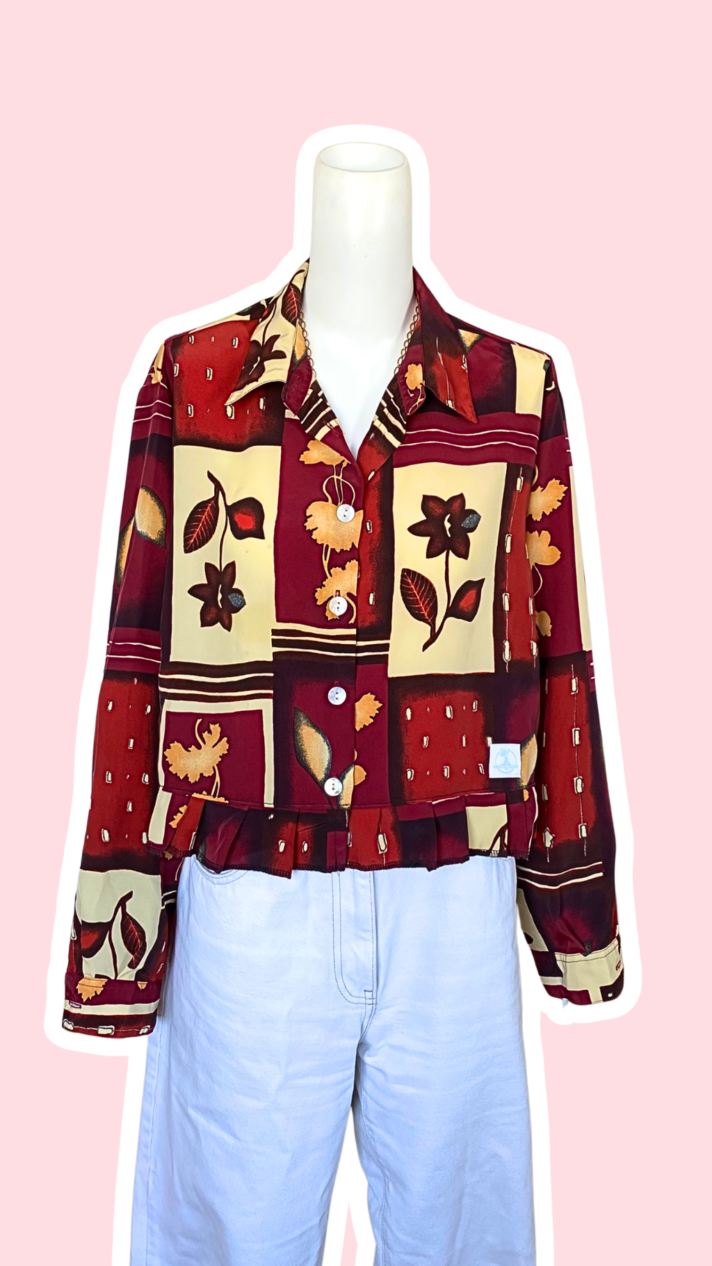 Froufrou • T. 38 à 44 • Chemise courte manches longues motifs rouges et bieges
