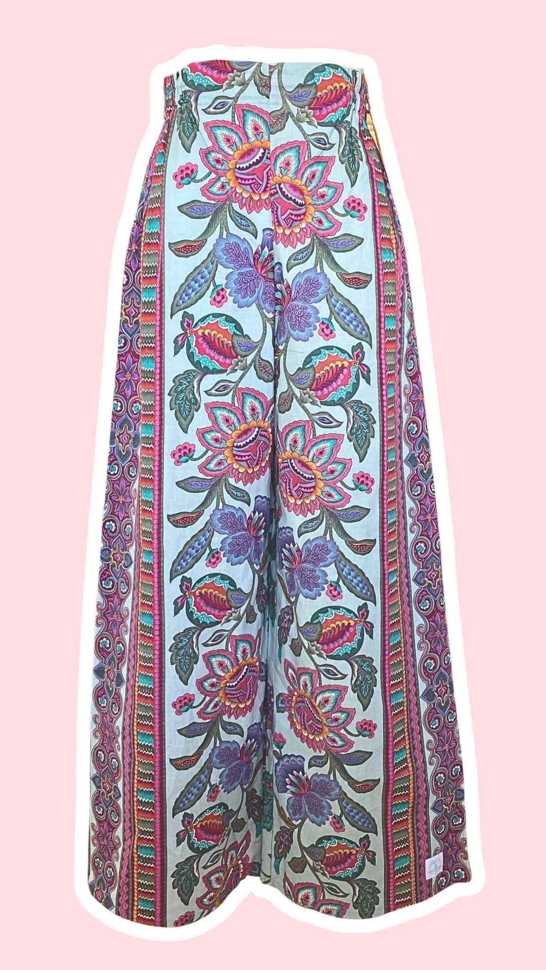 Pants • Taille XS/S • Pantalon upcyclé bleu motif cachemire