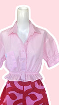 Intemporelle • T.32 à 36 • Chemise crop rose pastel
