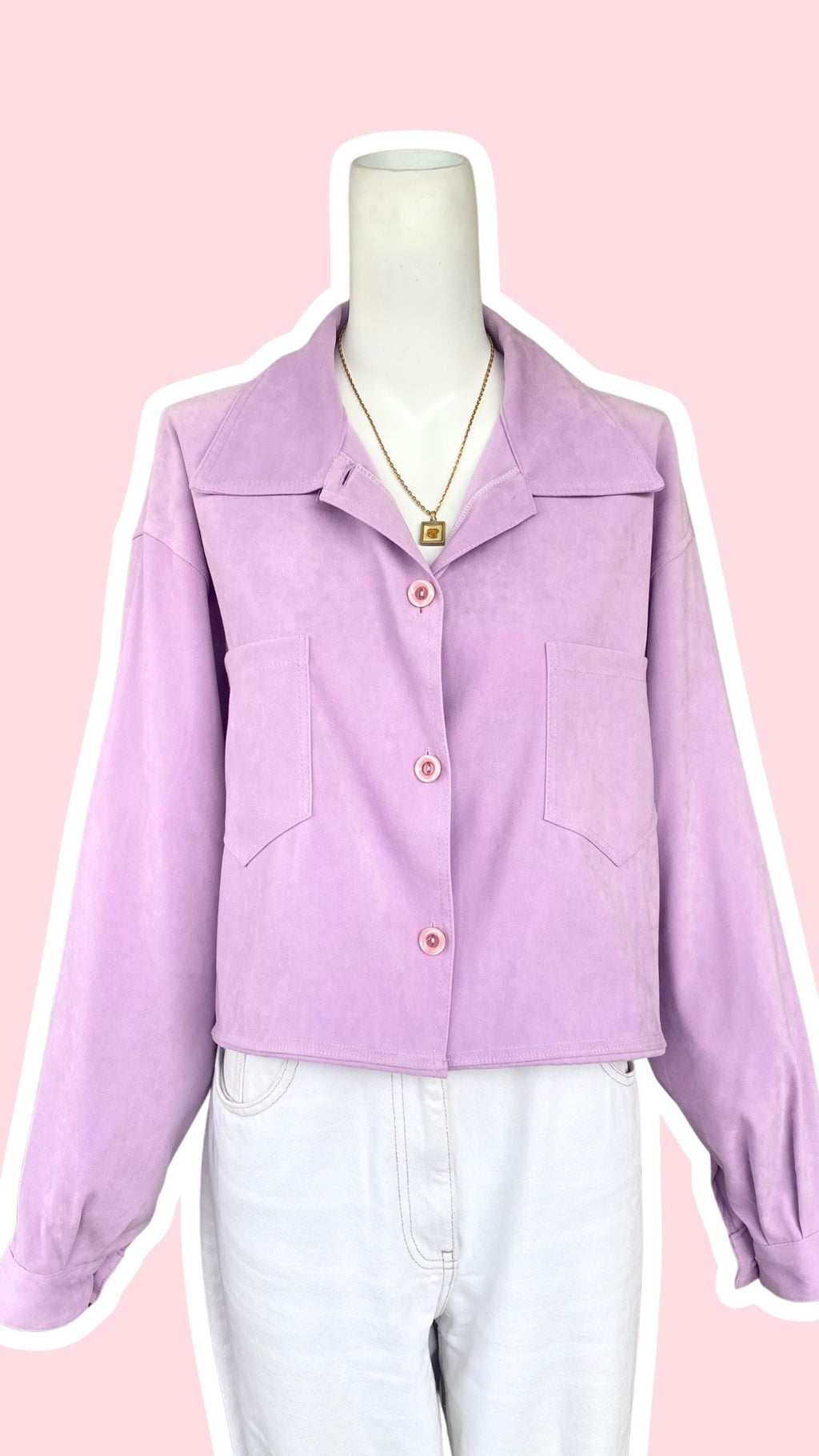 .Cropped Jacket • T. 38 à 48 • Surchemise veste courte lila incroyable