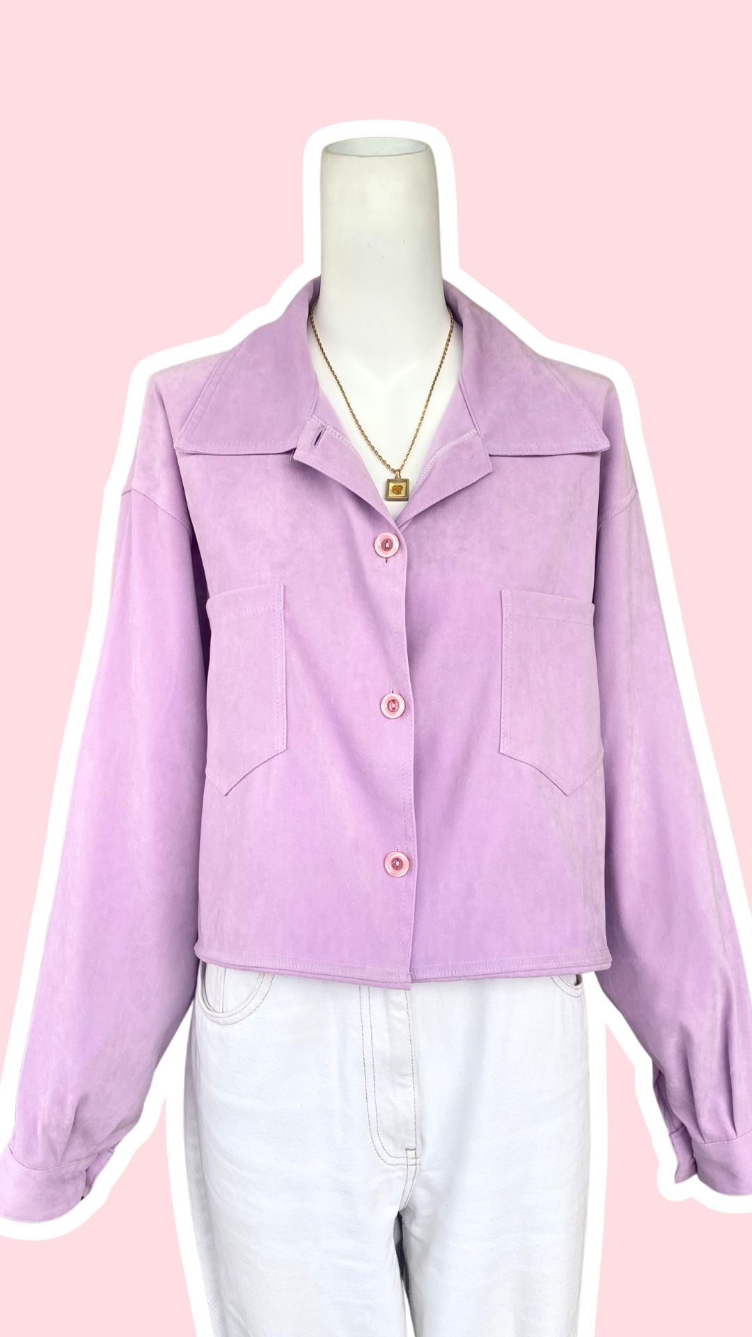 .Cropped Jacket • T. 38 à 48 • Surchemise veste courte lila incroyable
