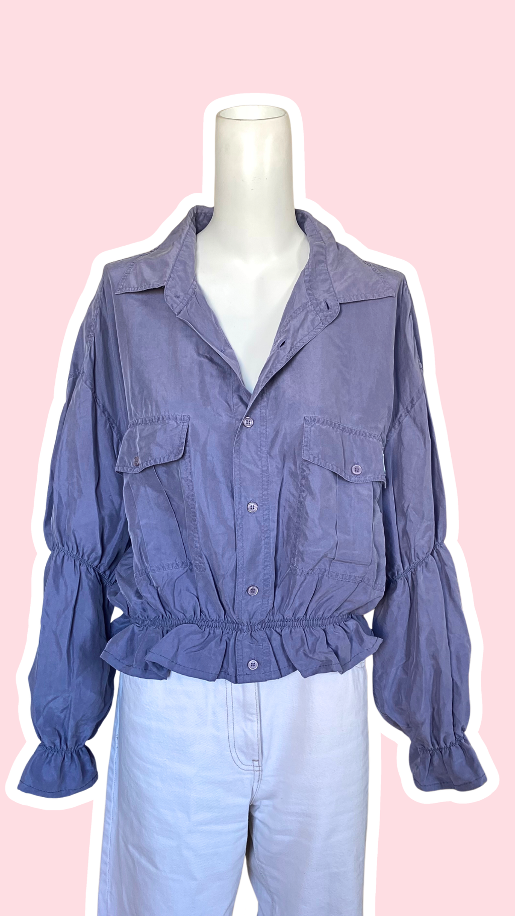 Intemporelle • T. 38 à 42 • Chemise courte manches longues en soie violette
