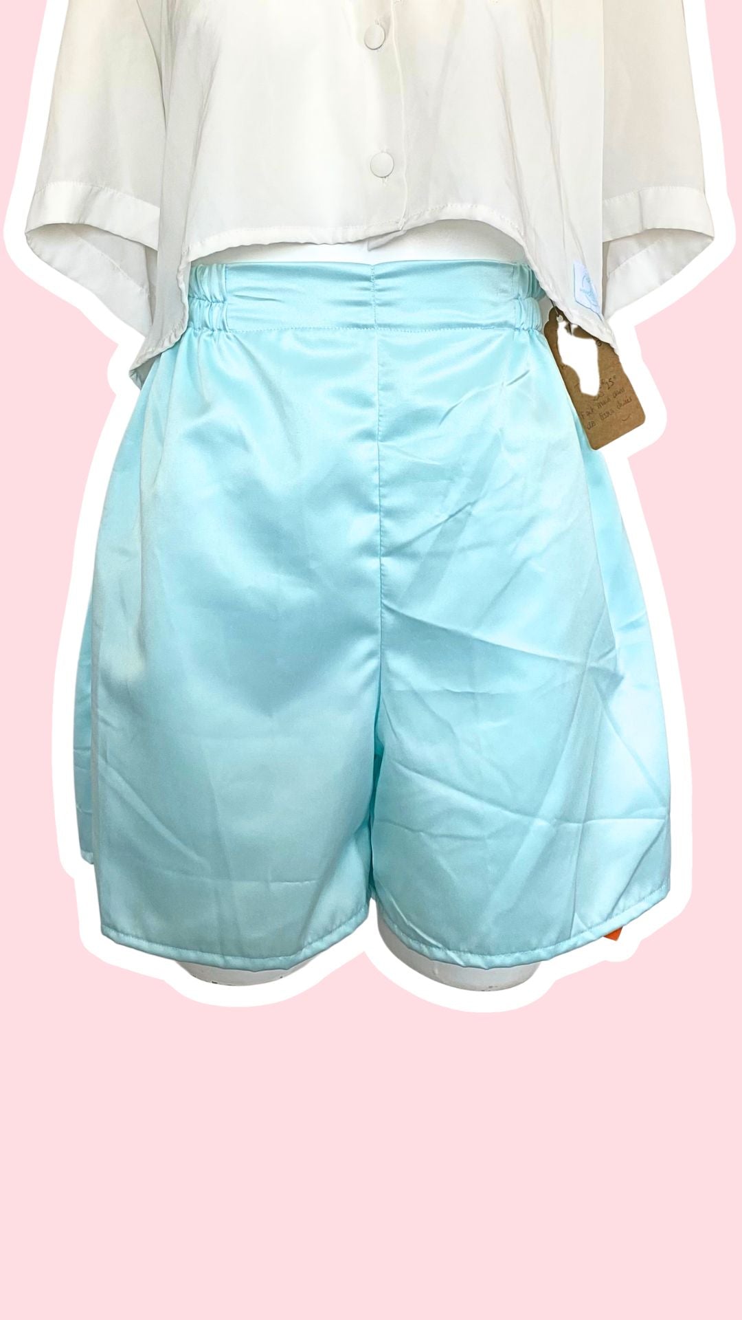Short • T.S • Short upcyclé satin bleu très clair