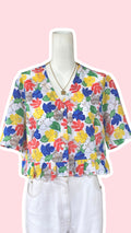 .Froufrou • T. 34 à 38 • Chemise crop top blanches à fleurs multicolores