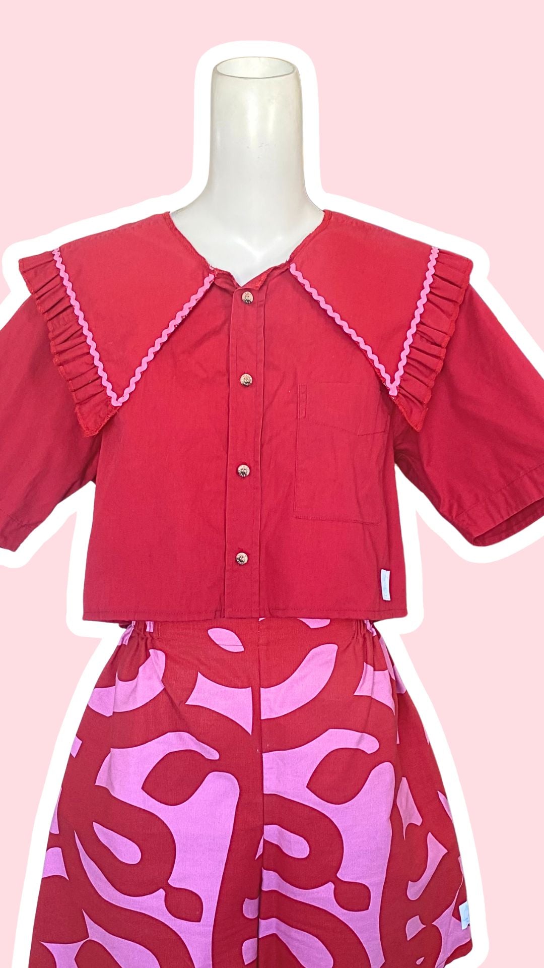 Sweaties • T.34 à 38 • Chemise grand col rouge & rouge