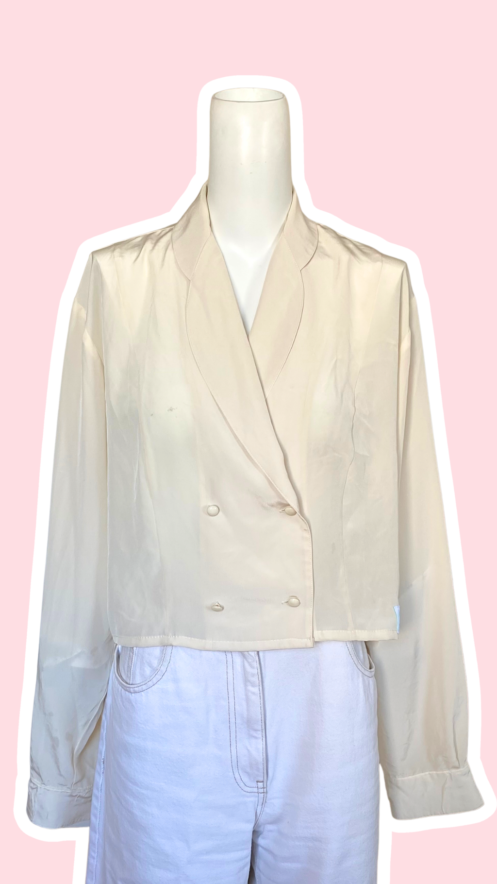 Chemise cropped • T. 36 à 40 • Chemise courte manches longues blanche coupe croisée