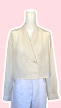 Chemise cropped • T. 36 à 40 • Chemise courte manches longues blanche coupe croisée