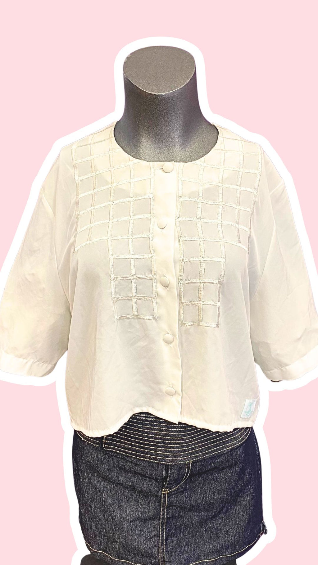 Cropped • T. 36 à 38 • Chemise crop top légère blanche brodée