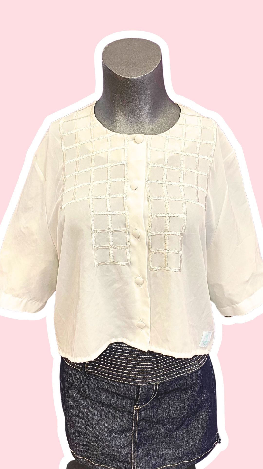 Cropped • T. 36 à 38 • Chemise crop top légère blanche brodée