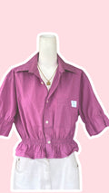 .Intemporelle • T. 34 à 38 • Chemise crop top rose prune bouffante