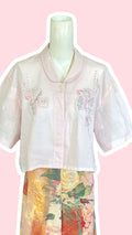 Cropped • T. 40 à 44 • Chemise rose pastel brodée