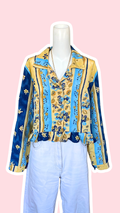 Froufrou • T. 36 à 42 • Chemise courte manches longues bleu à motifs provençaux